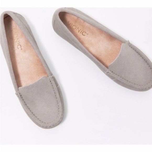 Vionic Shoes - Women’s VIONIC Debbie grey suede leather slip on loafers- Size 9